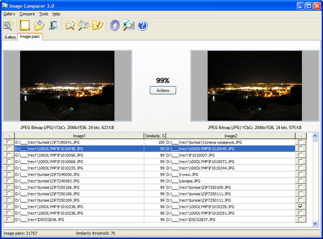 Command line utility for images similarity percentage calculation quick Screen Shot