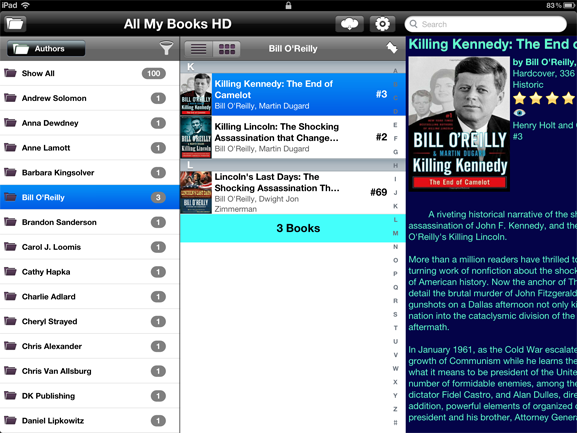 Экран All My Books HD для iPad
