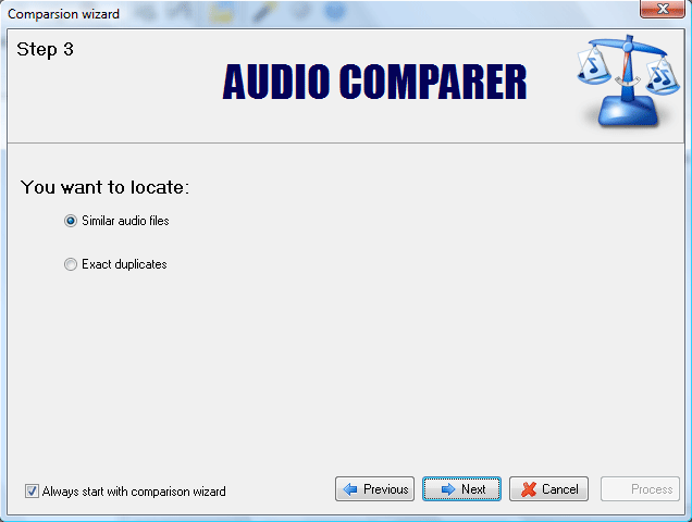Audio Comparer Wizard mode