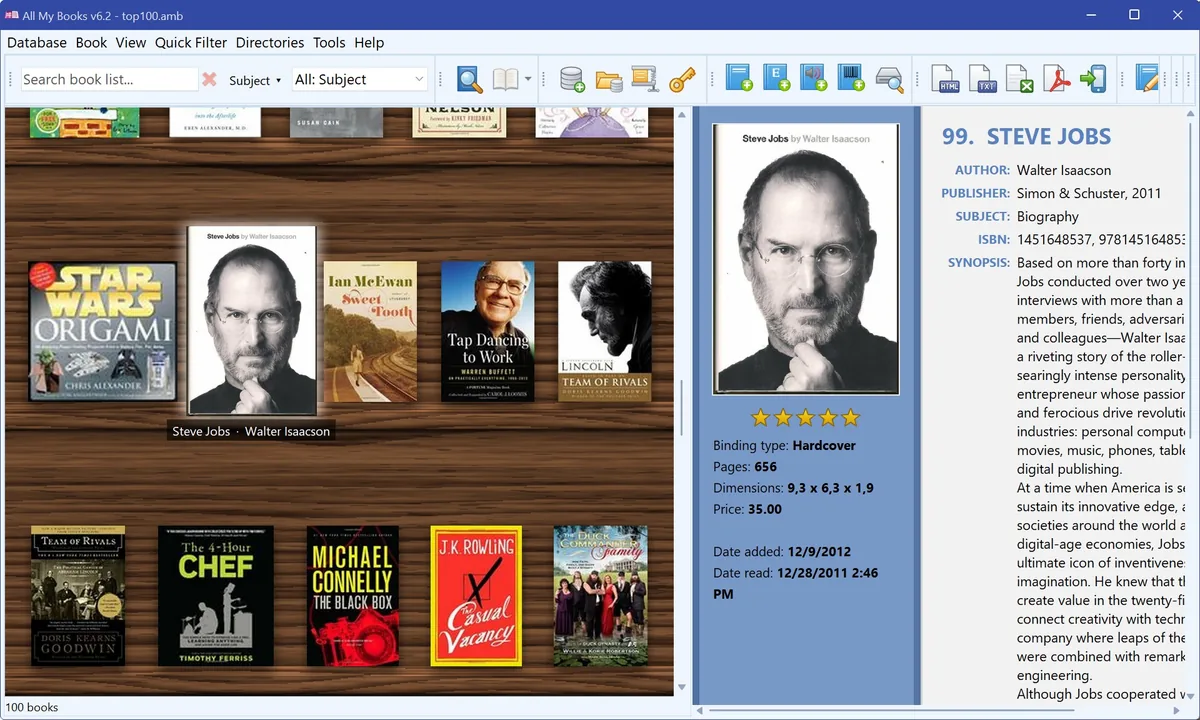 virtual shelf with covers on the Walnut background