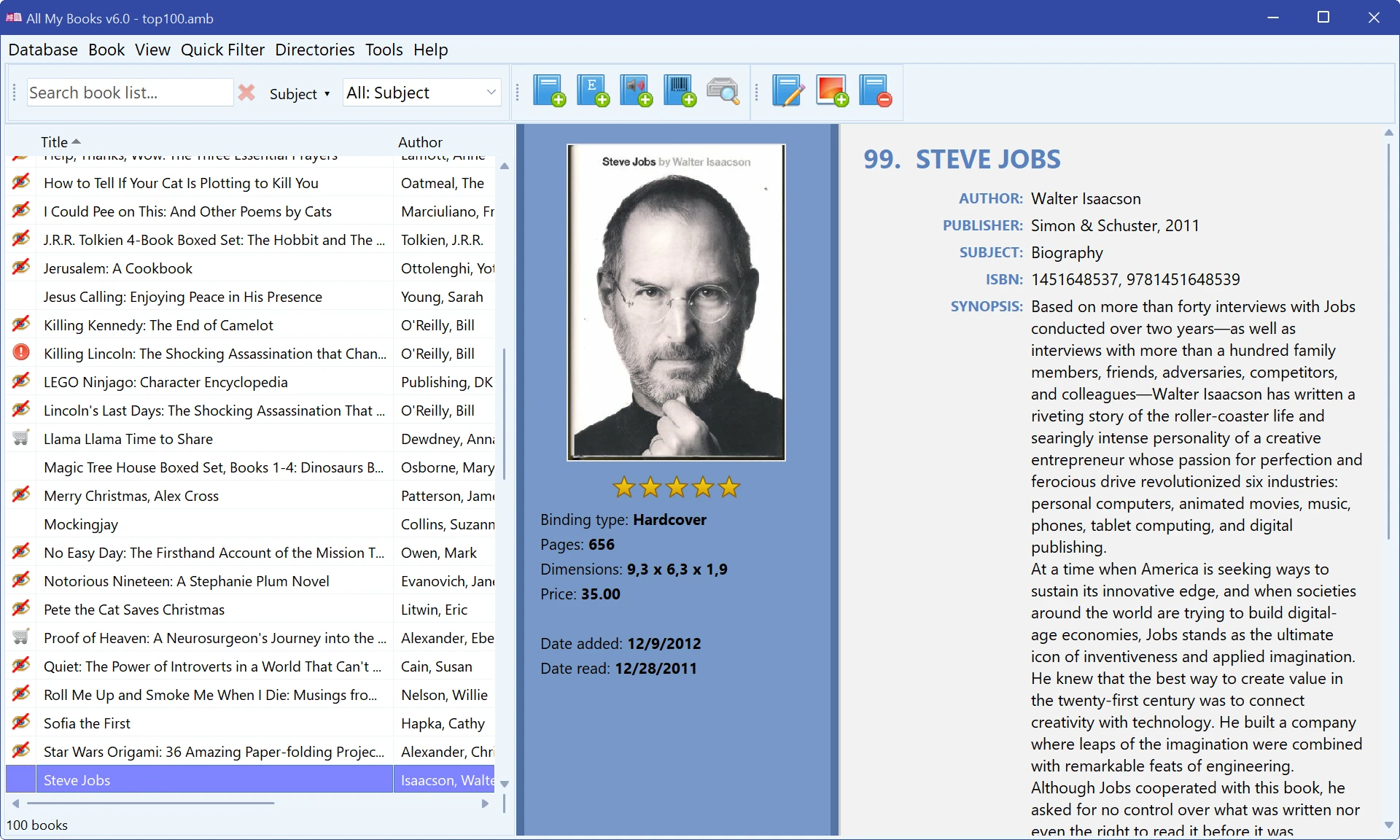 All My Books main window