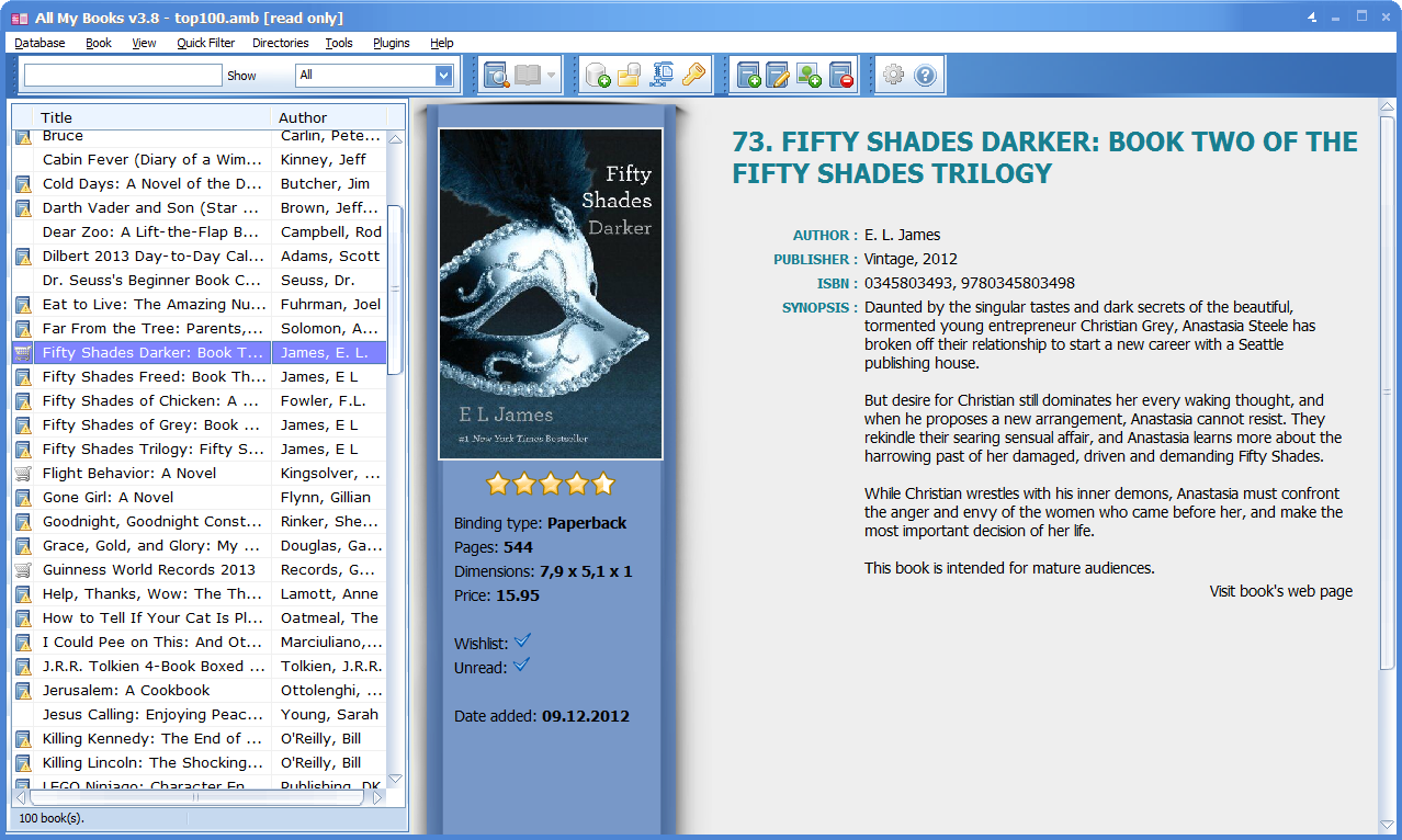 All My Books main window screenshot