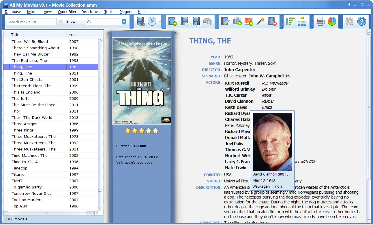 All My Movies main window screenshot - Title list