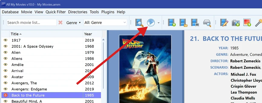 start movie playback screenshot