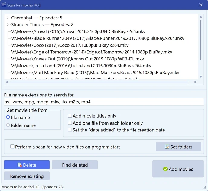 scanning hard drive for movies screenshot