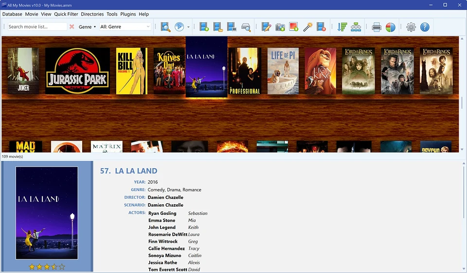 All My Movies main window virtual shelf snapshot