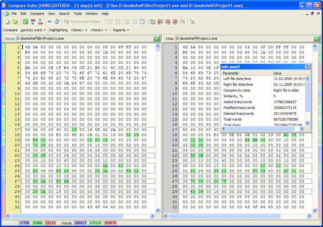 Compare Suite, hexadecimal comparison mode