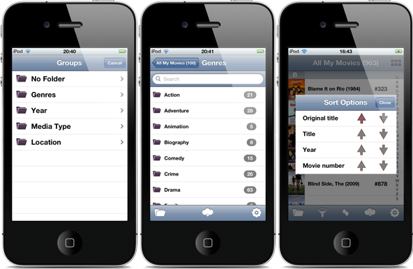 screens of All My Movies for iPhone