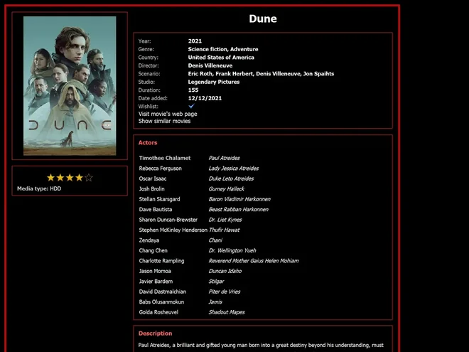 Redline movie card template
